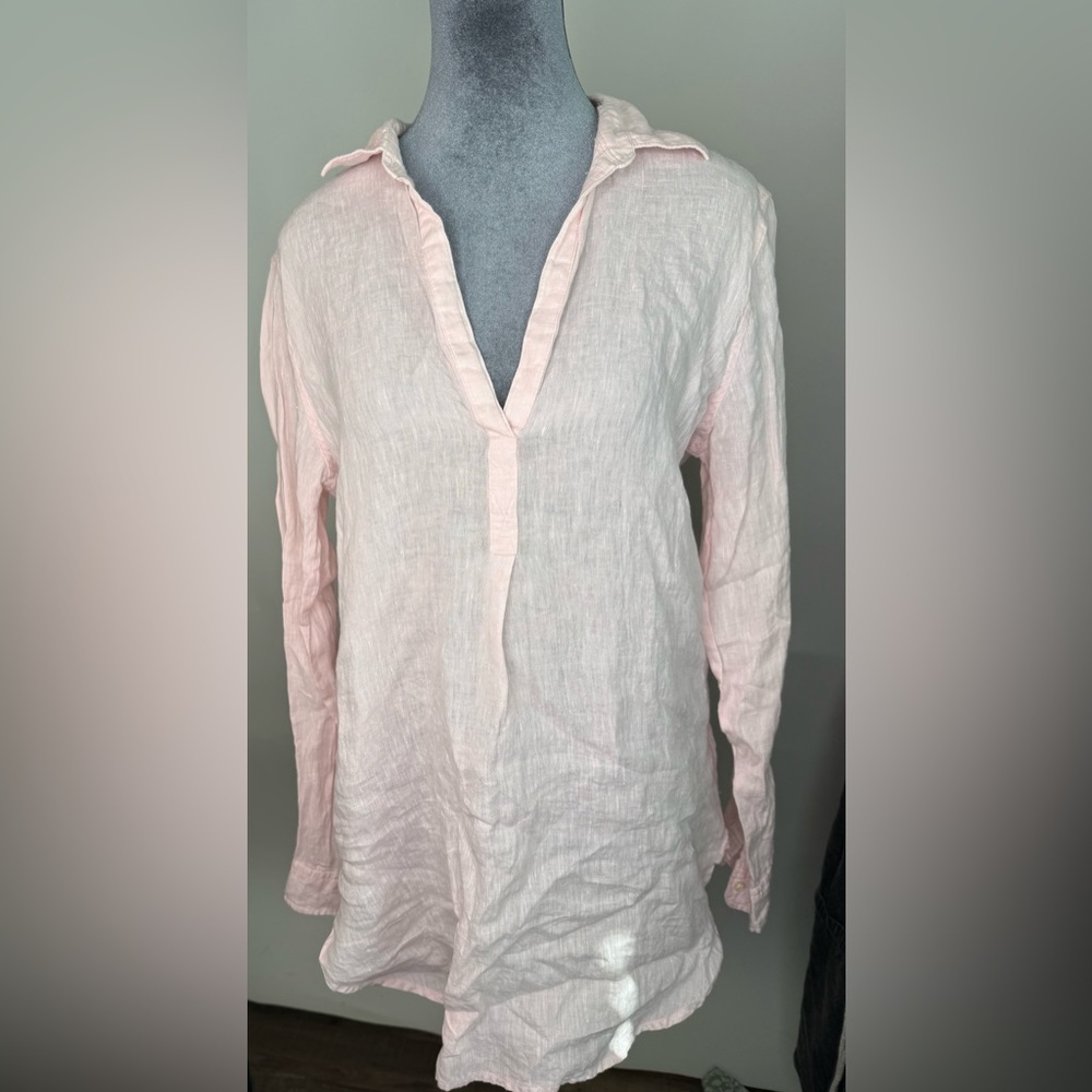 GAP Women's Soft Pink Linen Tunic Blouse